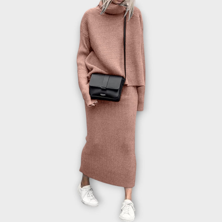 Πλεκτό Σετ με Ζιβάγκο και Φούστα