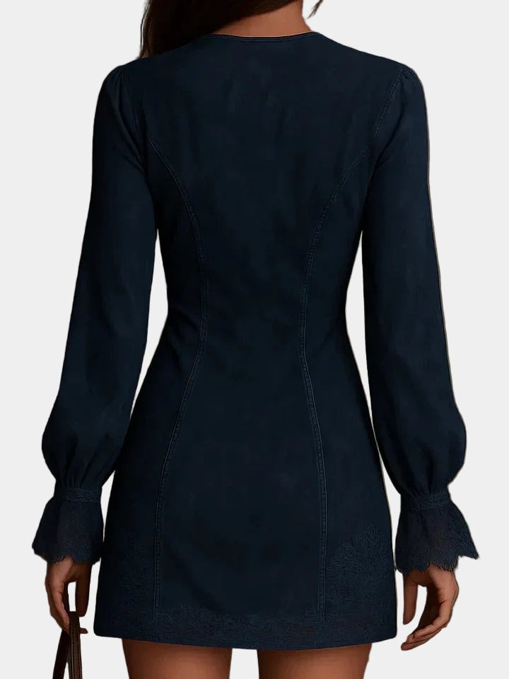 Αναστασία - Μίνι φόρεμα από σουέντ με δαντέλα