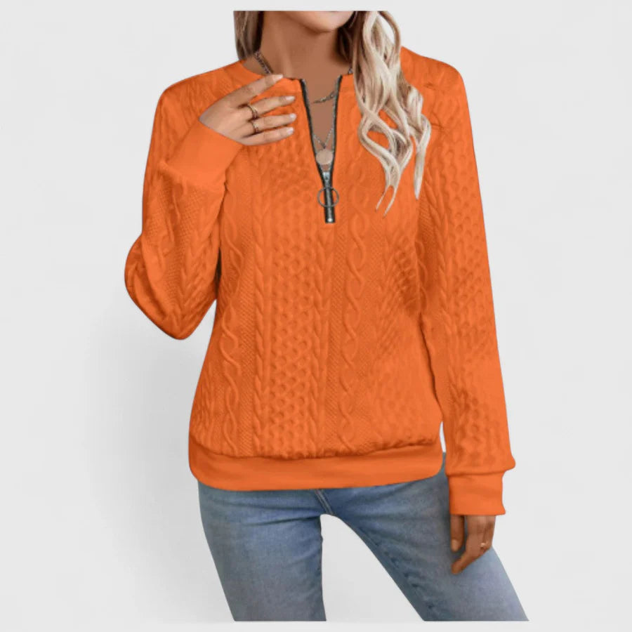 Παγώνα - Γυναικεία ζακέτα με φερμουάρ και πλεκτό σχέδιο για κομψή άνεση