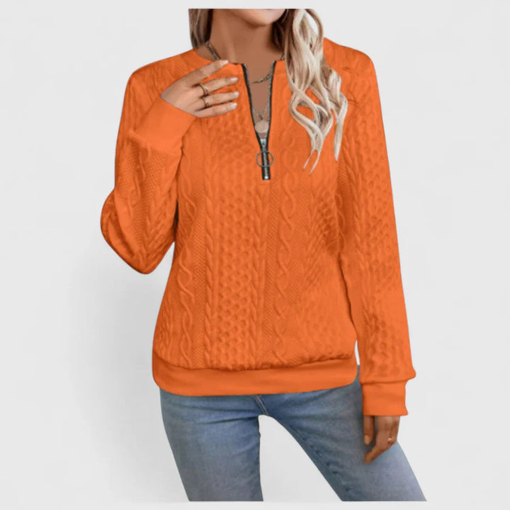 Παγώνα - Γυναικεία ζακέτα με φερμουάρ και πλεκτό σχέδιο για κομψή άνεση