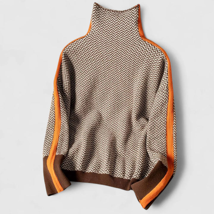 Αριστονίκη - Πουλόβερ με ψηλό γιακά και κομψές αντιθέσεις ρηγών