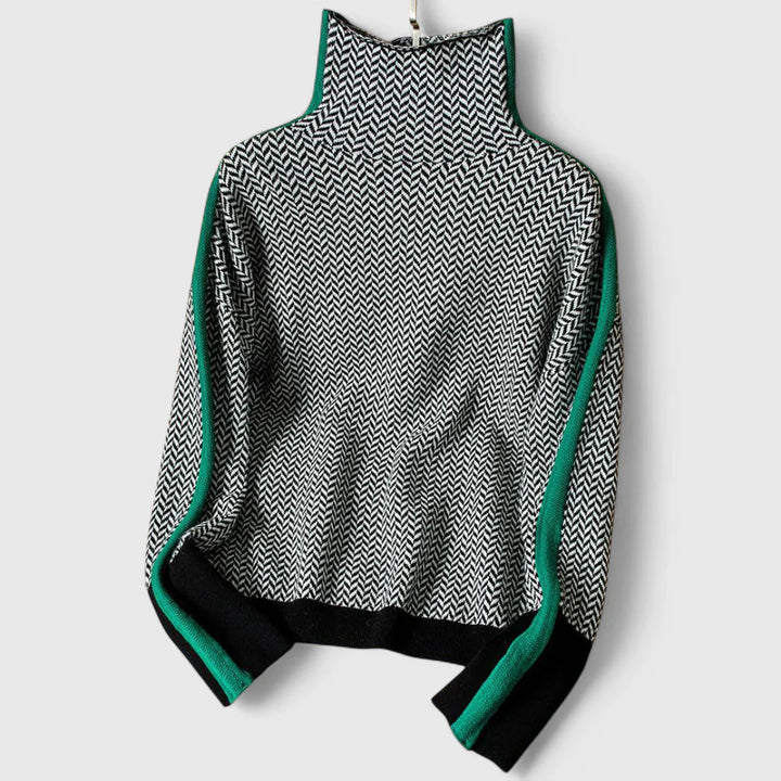 Αριστονίκη - Πουλόβερ με ψηλό γιακά και κομψές αντιθέσεις ρηγών