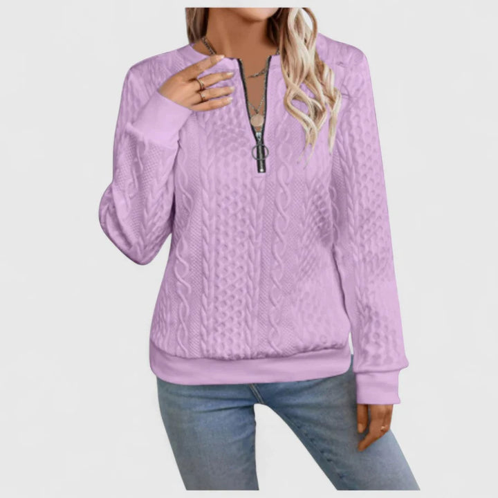 Παγώνα - Γυναικεία ζακέτα με φερμουάρ και πλεκτό σχέδιο για κομψή άνεση