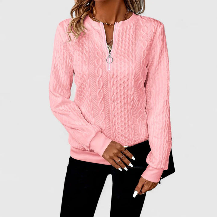 Παγώνα - Γυναικεία ζακέτα με φερμουάρ και πλεκτό σχέδιο για κομψή άνεση