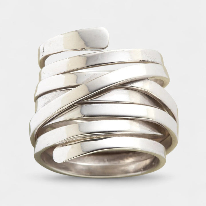 Ειρήνη - Ρετρό παχύς επιχρυσωμένος ασημένιος δακτύλιος