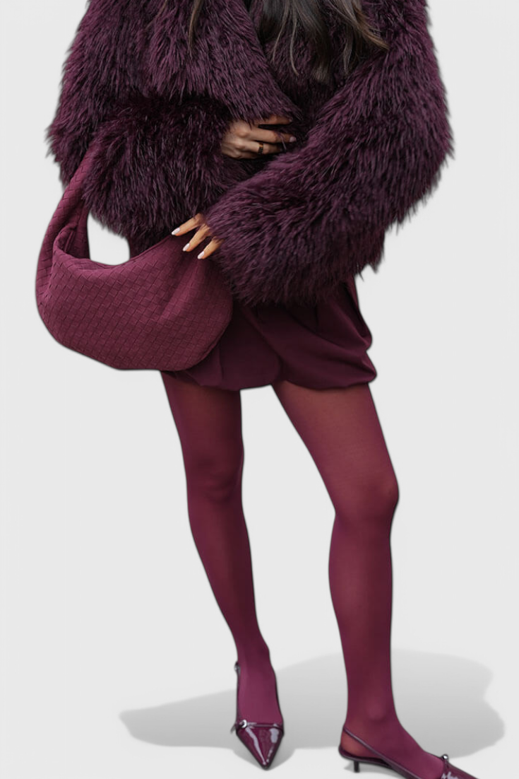 Μωβ Μεσαία Τσάντα Υφασμένη με Λεπτομέρεια Κόμπου