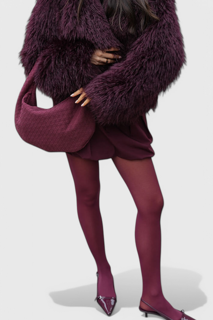 Μωβ Μεσαία Τσάντα Υφασμένη με Λεπτομέρεια Κόμπου