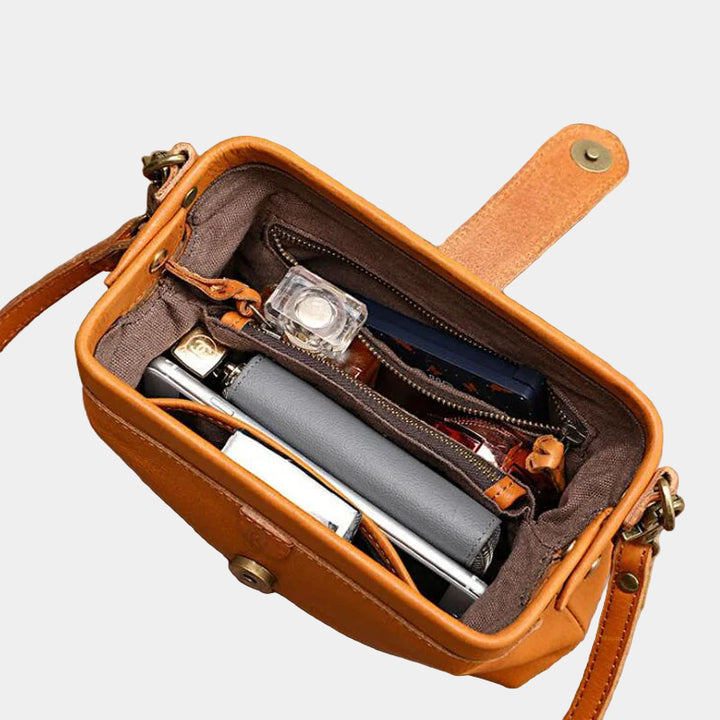 Ιβυ - Μίνι Δερμάτινη Τσάντα Χιαστί